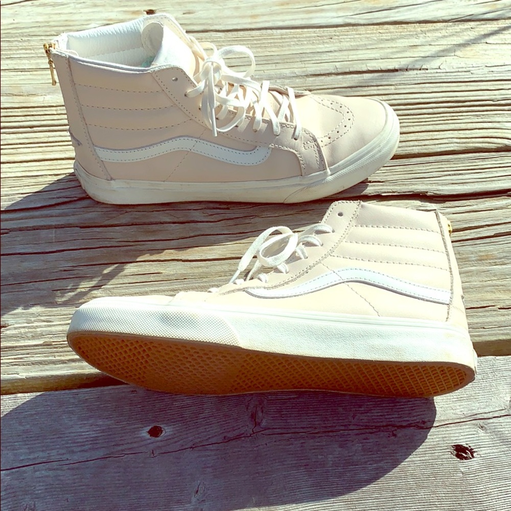 Pink leather Vans high tops